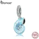 Bamoer-Pendentif Conque Bleu Mignon en Argent Sterling 925 pour Femme Breloque Adaptée au Bracelet