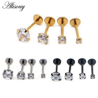 Alisouy – boucles d'oreilles rondes en zircon cubique 20G 1 pièce bijoux pour le corps