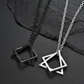 Pendentif masculin Triangle carré à emboîtement géométrique pour homme en acier inoxydable collier