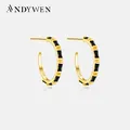 ANDYWEN-Boucles d'Oreilles en Argent Sterling 925 et Or de 19mm Grands Anneaux Carrés Piercing