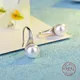 Grandes Boucles d'Oreilles en Perles Blanches Rondes Couleur Argent Clair Bijoux Classiques