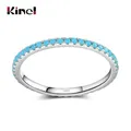 Kinel-Bague Tibétaine en Argent pour Femme Classique Exquis Cercle Turquoise Charme Empilable