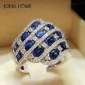 JoiasHome-Bague en argent regardé 925 avec saphir incrusté bague de fiançailles en forme de conque