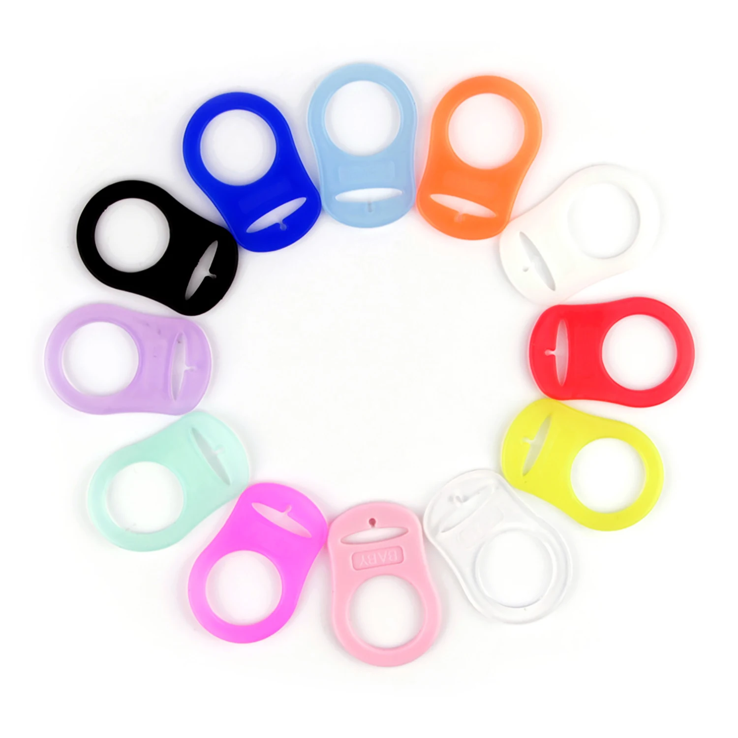 Chenkai 100 pièces anneaux mam en silicone transparent bricolage bébé sucette factice chaîne support adaptateur anneau pour NUK jouet de qualité alimentaire sans BPA