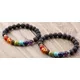 Chakra réglable noir lave guérison équilibre Reiki bouddha prière Yoga Bracelet Onyx mat pierre
