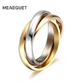 Meaeguet-Bague de fête classique pour femme 3 tours alliances en or bijoux féminins