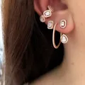 Boucle d'oreille à clip géométrique en zircon cubique 5A scintillant de différentes formes sans