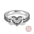 Bague en argent regardé 925 Pave CZ pour hommes et femmes coeur Extron bague éternité cadeau