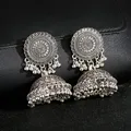 Boucles d'Oreilles Ethniques en Argent pour Femme Bijoux Indiens Cloches Piercing Vintage