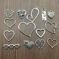 10 pièces Antique argent couleur coeur pendentifs à breloque bijoux accessoires creux coeur