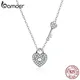 Bamoer-Collier pendentif coeur d'amour pour femme argent regardé 925 serrure et clé bijoux fins