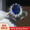 Bague princesse Diana en argent regardé 100% pour femme bijoux royaux bleu 5A fiançailles