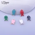 30 pièces 8x14mm couleur or Double face poisson émail charmes cuivre Animal poissons pendentif Diy