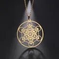 LIKGREAT Collier Sceau d'Ange Archange Cube Metatron pour Homme et Femme Bijou Spirituel