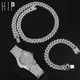 Hip Hop – KIT montre lourde + collier cubain + Bracelet en cristal scintillant AAA + chaînes à