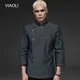 VIAOLI-Vestes de chef en tissu denim uniformes de restaurant chemises à manches longues uniforme