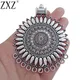 ZXZ-Grand collier bohème tribal en argent tibétain bijoux Boho connecteurs de fleurs rondes