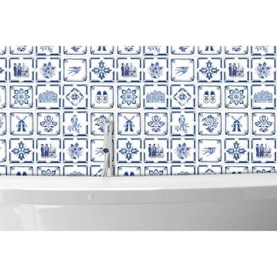 Walplus Dutch Blue Tile Stickers Peel and Stick Wall Stickers 6"x6"