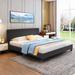 Costway Full Upholstered Platform Bed Frame with Linen/PU Headboard