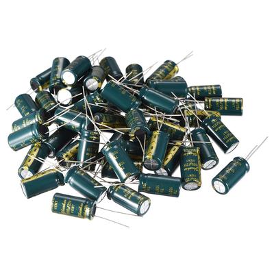 Aluminum Radial Electrolytic Capacitor Low ESR 1000UF 25V 10x20mm 50pcs - Green - 1000uF 25V 10x20 50pcs