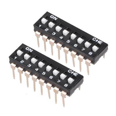 2 Pcs Black DIP Switch 1-8 Positions 2.54mm Pitch for Breadboards PCB - 1-8-2 Pcs
