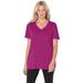 Plus Size Women's Perfect Short-Sleeve V-Neck Tee by Woman Within in Raspberry (Size 1X) Shirt