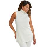 Plus Size Women's Cotton Cashmere Sleeveless Turtleneck Shell by Jessica London in Ivory (Size 30/32) Cashmere Blend Sweater