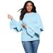 Plus Size Women's Tiered-Sleeve Sweater by Roaman's in Ice Blue (Size 30/32)