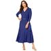 Plus Size Women's Wrap Sweater Dress by Jessica London in Ultra Blue (Size 12) Midi Length Made in USA