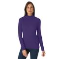 Plus Size Women's Ribbed Cotton Turtleneck Sweater by Jessica London in Midnight Violet (Size 26/28) Sweater 100% Cotton