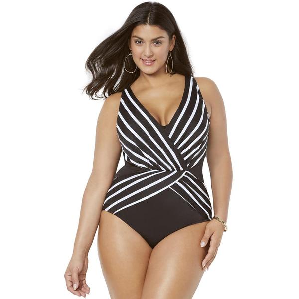 plus-size-womens-surplice-one-piece-swimsuit-by-swimsuits-for-all-in-black-white-stripe--size-10-/
