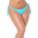 Plus Size Women's Side Tie Swim Brief by Swimsuits For All in Turquoise White Stripe (Size 18)
