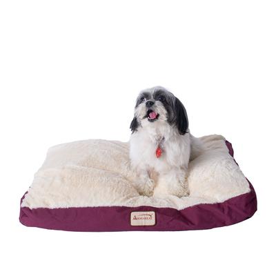 Medium Pet Bed, Dog Crate Mat With Poly Fill Cushion & Removable Cover by Armarkat in Ivory Burgundy