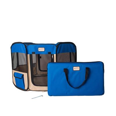 Portable Pet Dog Kitten Playpen In Blue And Beige Combo by Armarkat in Blue Beige