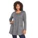 Plus Size Women's Long-Sleeve Two-Pocket Soft Knit Tunic by Roaman's in Medium Heather Grey (Size 4X) Shirt