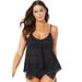 Plus Size Women's Handkerchief Crochet Tankini Top by Swimsuits For All in Black (Size 20)