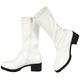 Allegra K Women's Round Toe Chunky Heels Patent Leather Mid Calf Boots White 5.5 UK/Label Size 7.5 US