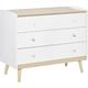 Homcom - Commode 3 tiroirs design scandinave meuble de rangement chambre mdf blanc aspect chêne
