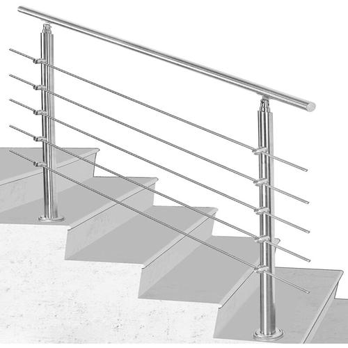 Hengda Edelstahl Handlauf Geländer Bausatz mit/ohne Querstreben für Treppengeländer innen & außen,
