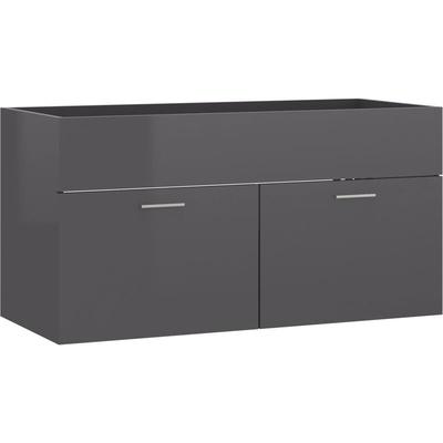 Waschbeckenunterschrank Hochglanz-Grau 90x38,5x46cm Vidaxl