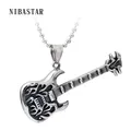 Collier avec pendentif de guitare 24 pouces chaîne en acier inoxydable Punk Rock bijoux de