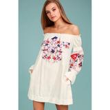 Free People Dresses | Free People Fleur Du Jour White Embroidered Dress | Color: Red/White | Size: Xs