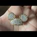 Disney Jewelry | Disney-Vintage Gold & Crystal Mickey Ears Pin | Color: Gold/White | Size: 1.5 Inches Wide