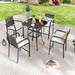 Winston Porter Abagale Round 4 - Person 31.5" Long Bar Height Outdoor Dining Set w/ Cushions Glass/Wicker/Rattan in Black | 31.5 W x 31.5 D in | Wayfair