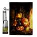 Breeze Decor Lantern Pumpkins 2-Sided Polyester 18.5" H x 13" W Flag Set in Black/Orange/Yellow | 18.5 H x 13 W in | Wayfair