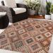 Blue/Brown 108 x 0.08 in Area Rug - Dakota Fields Cheatwood Geometric Brown/Blue/Ivory Indoor/Outdoor Area Rug Polyester | 108 W x 0.08 D in | Wayfair