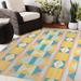 Blue/Pink 96 x 0.08 in Area Rug - George Oliver Valenti Southwestern Yellow/Blue/Pink Indoor/Outdoor Area Rug Polyester | 96 W x 0.08 D in | Wayfair
