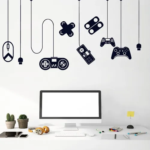 Autocollant mural de jeu pour garçons, décor de joueur, autocollants de jeu, décoration murale de
