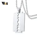 Vnox-Collier pendentif lame de rasage unique pour homme acier inoxydable bijoux masculins