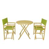 Bamboo Set Of 2 Director Chairs And 1 Round Bamboo Table